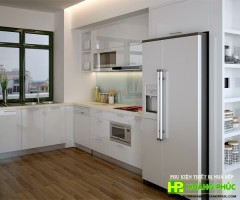 Tủ bếp acrylic màu trắng sang trọng